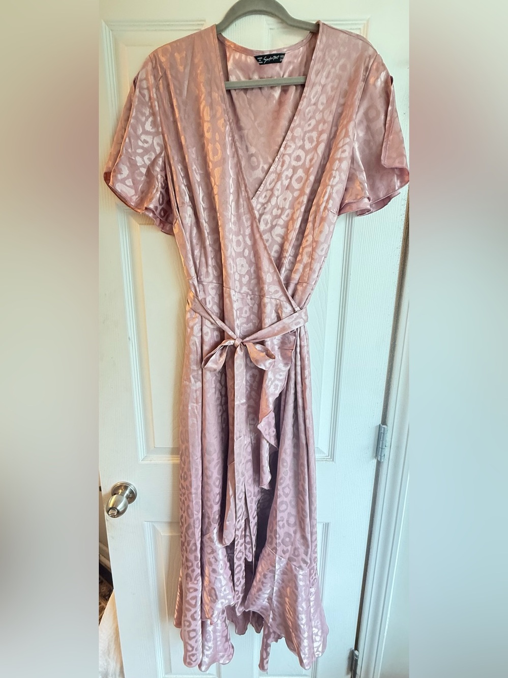 Women’s Satin Wrap Dress in Dusty Rose